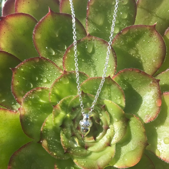 Dainty Silver tone Acorn Necklace - Picture 5 of 7